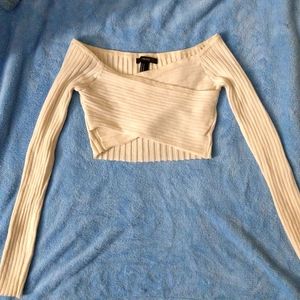 Cropped cross knit top